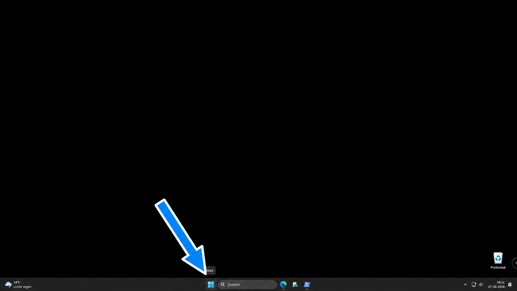 Het Startmenu aanwijzen in Windows