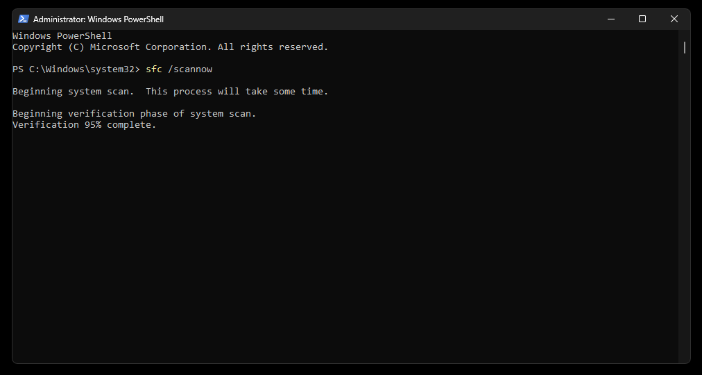 System File Checker (SFC) voert de opdracht sfc /scannow uit